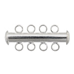 Clasp - 4-Strand Slide Tube - Bright Silver Plated