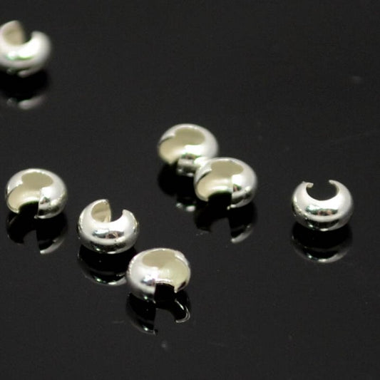 Crimp Bead Covers Smooth - 2.5mm - Sterling (10)