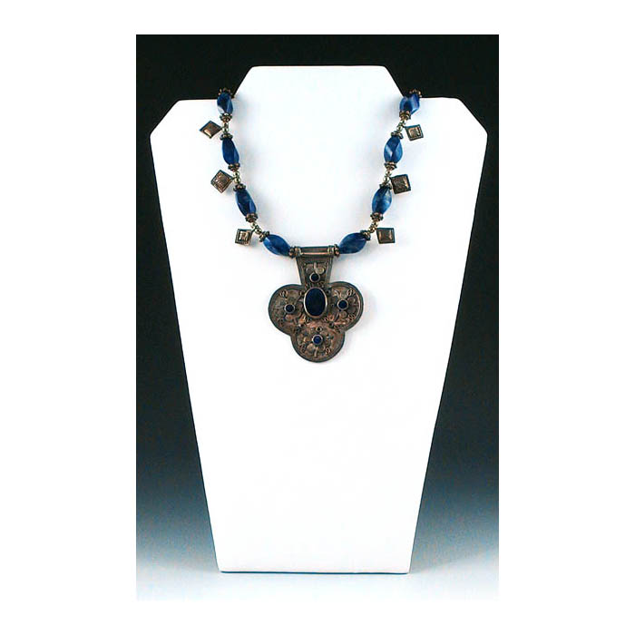 Display - Necklace Folding Display Stand - White Leatherette