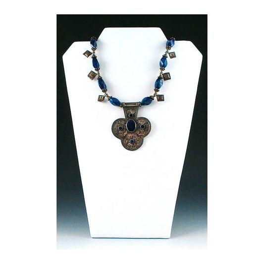 Display - Necklace Folding Display Stand - White Leatherette