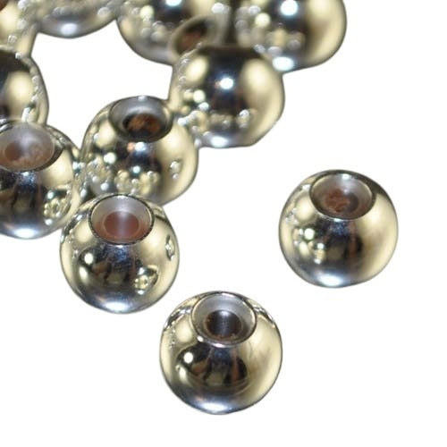 Silicone Filled Slider Smart Bead - 8mm - Round - Sterling