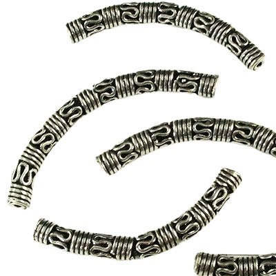 Sterling Beads - 33mm - Bali-esque Curved Tube Noodle - Sterling