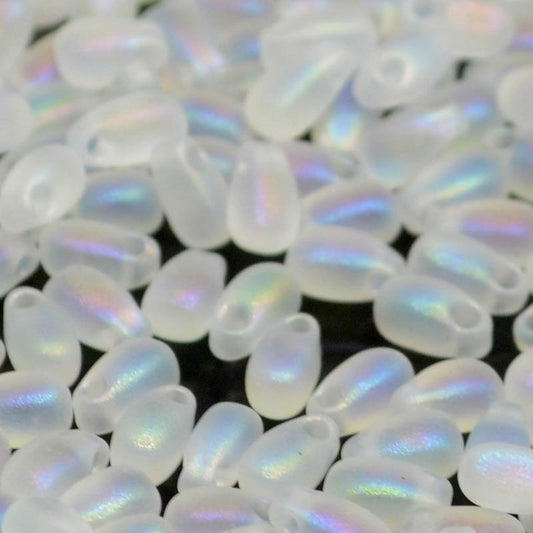 Miyuki - 3x5.5mm Long Drop Bead - Matte Transparent Crystal AB