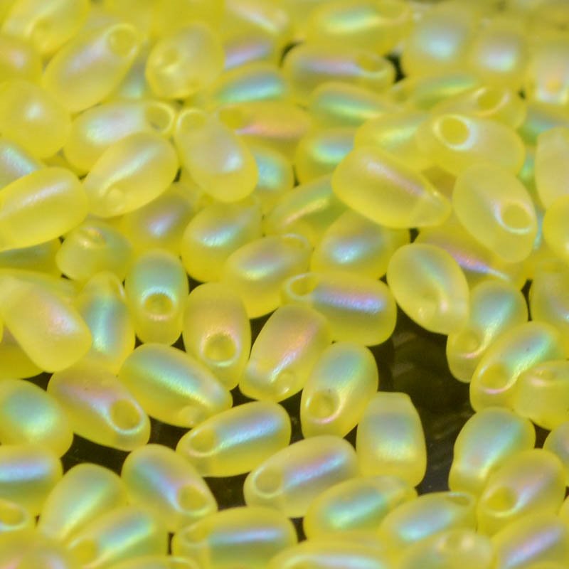 Miyuki - 3x5.5mm Long Drop Bead - Matte Transparent Light Yellow AB