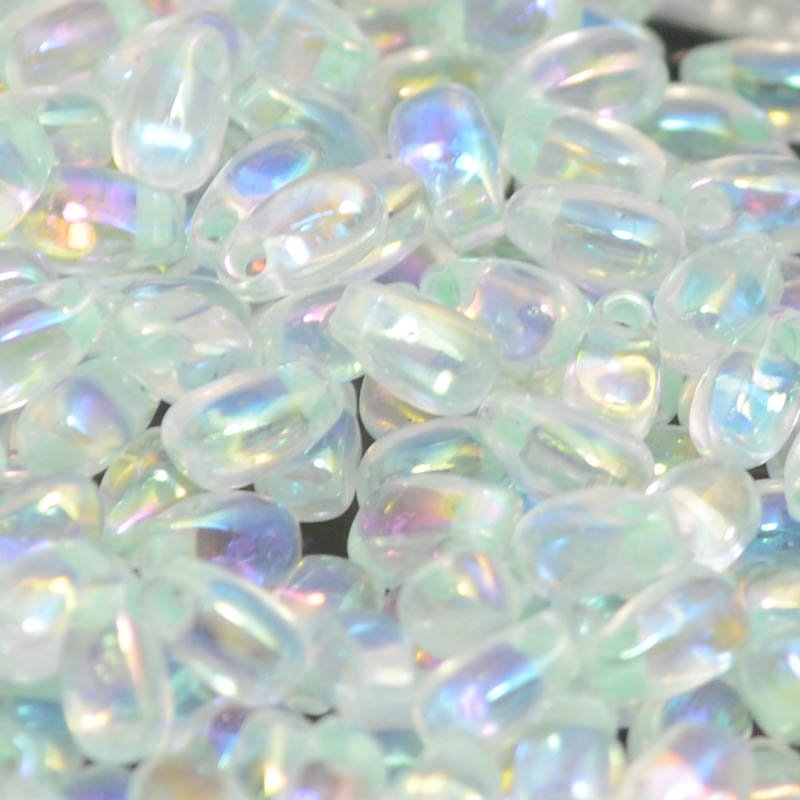 Miyuki - 3x5.5mm Long Drop Bead - Light Mint Green Lined Crystal AB