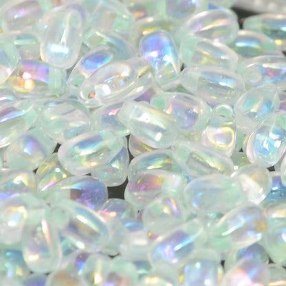 Miyuki - 3x5.5mm Long Drop Bead - Light Mint Green Lined Crystal AB