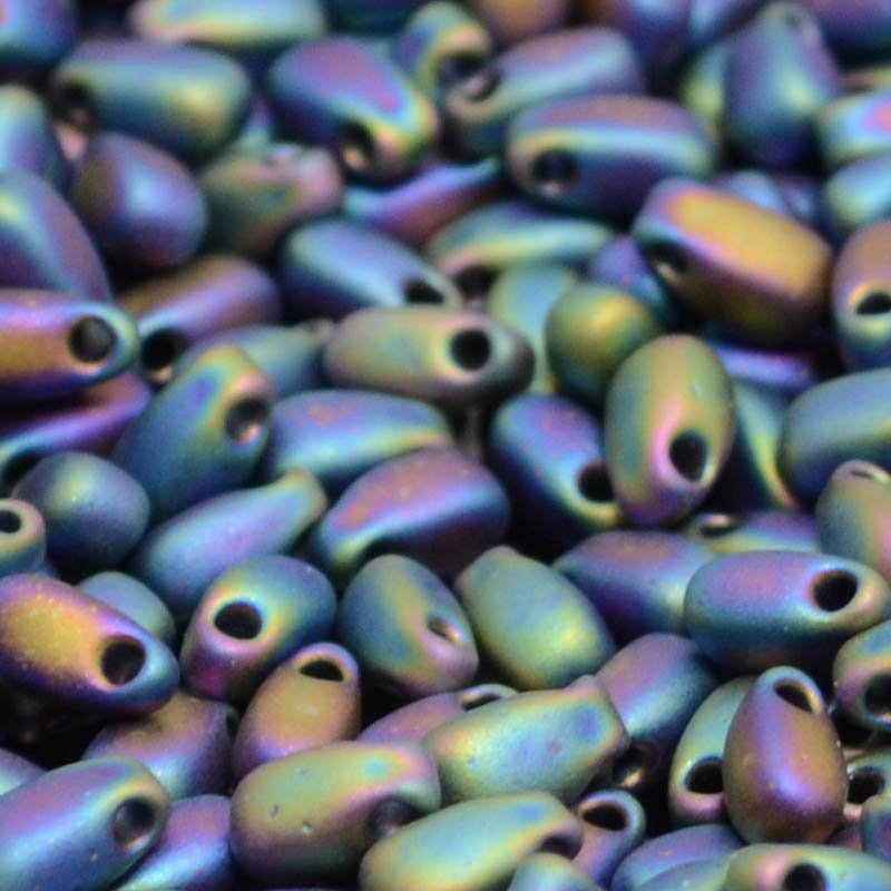 Miyuki - 3x5.5mm Long Drop Bead - Matte Black AB