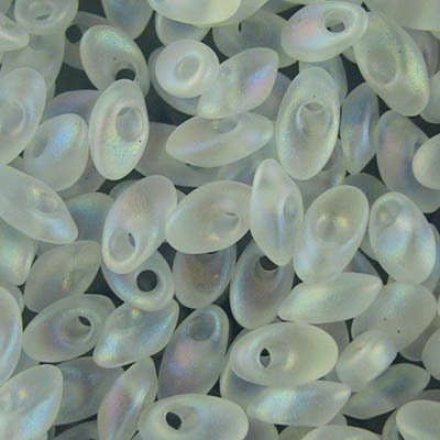 Miyuki - 4x7mm Long Magatamas - Matte Transparent Crystal AB (tube)
