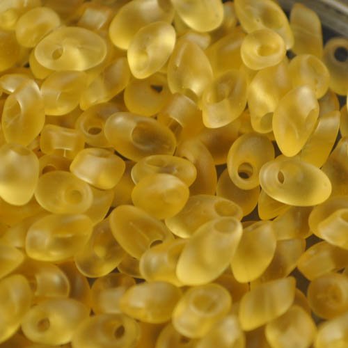 Miyuki - 4x7mm Long Magatamas - Matte Transparent Light Topaz (tube)