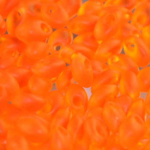 Miyuki - 4x7mm Long Magatamas - Matte Transparent Orange (tube)