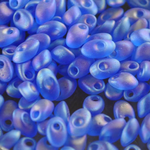 Miyuki - 4x7mm Long Magatamas - Matte Transparent Sapphire AB (tube)