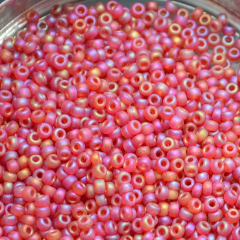 Miyuki Seed Beads - 11/0 - Matte Transparent Ruby AB -mb11-0141FRb250- 250g