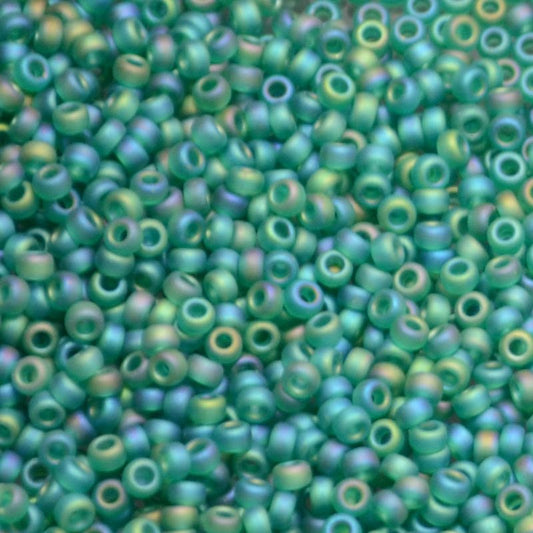 Miyuki Seed Beads - 11/0 - Matte Transparent Emerald AB -mb11-0147FRb250- 250g