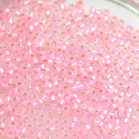 Miyuki Seed Beads - 11/0 - Dyed Silver Lined Light Rose Alabaster -mb11-0555b250