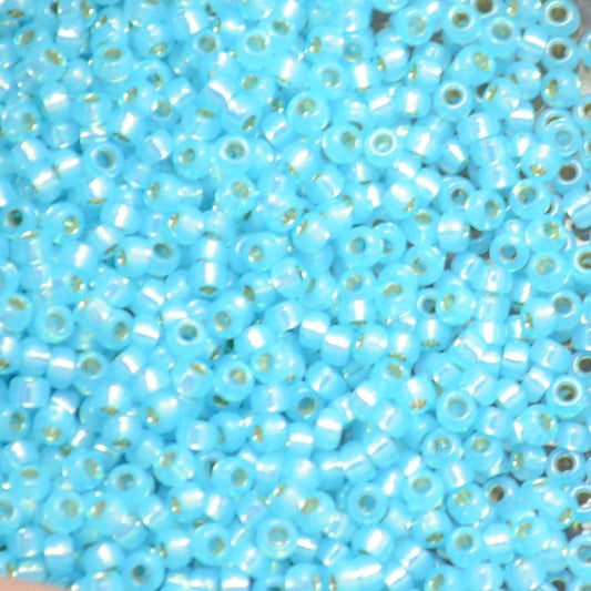 Miyuki Seed Beads 11/0 - mb11-0647 - Dyed Silver Lined Aqua Alabaster 22g