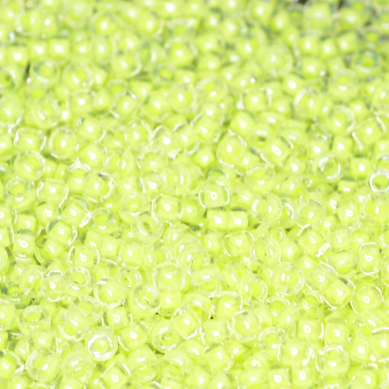 Miyuki Seed Beads - 11/0 - Luminous Inside-Color Neon Chartreuse/Crystal -mb11-1