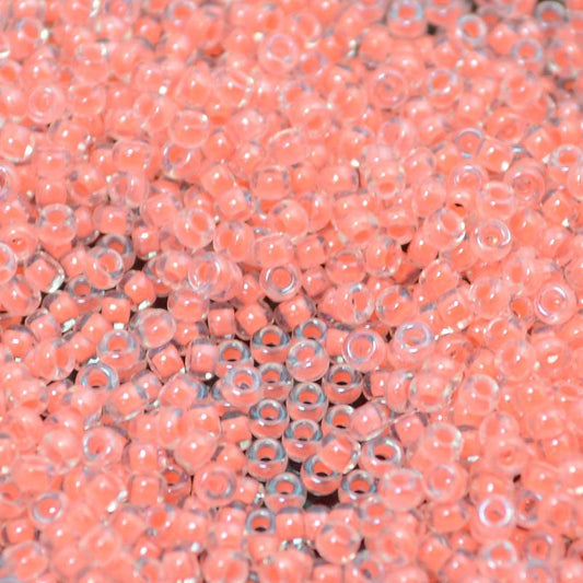 Miyuki Seed Beads - 11/0 - Luminous Inside-Color Neon Flamingo /Crystal -mb11-11