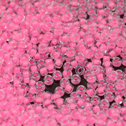 Miyuki Seed Beads - 11/0 - Luminous Inside-Color Neon Pink /Crystal -mb11-4299b2