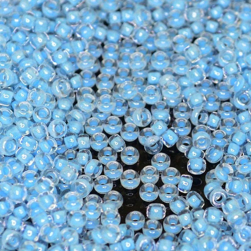 Miyuki Seed Beads 11/0 - mb11-4300 - Luminous Inside-Color Neon Blue/Crystal 22g