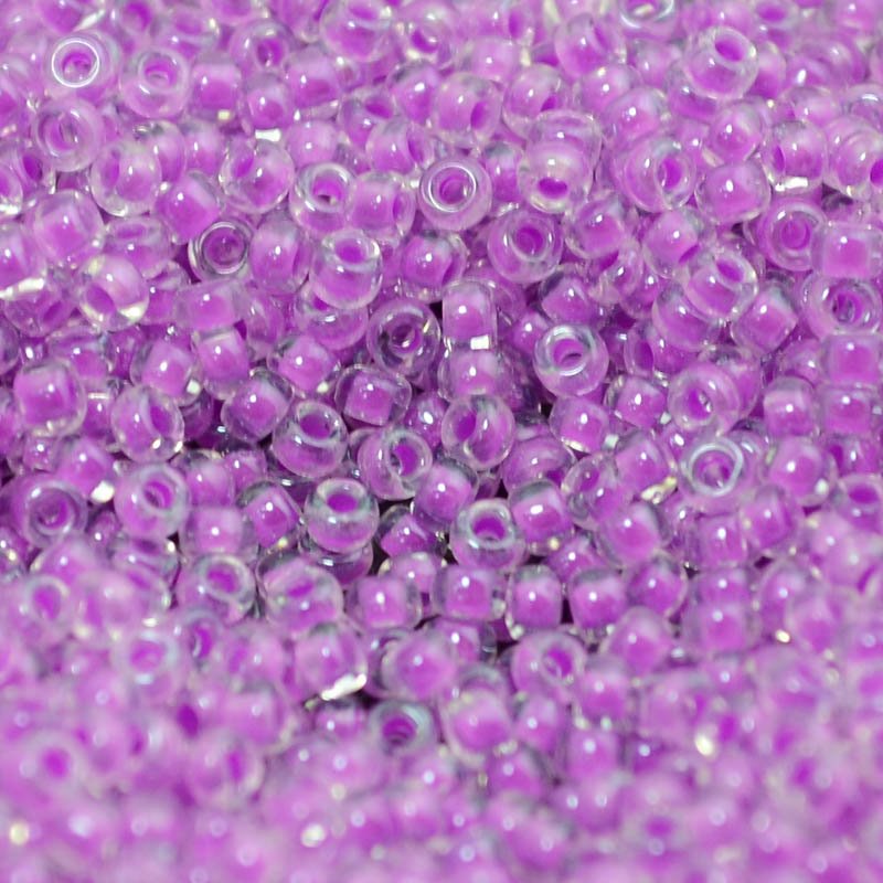 Miyuki Seed Beads - 11/0 - Luminous Lined Neon Purple/Crystal -mb11-4303b250- 25