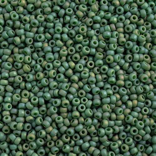 Miyuki Seed Beads - 11/0 - Frosted Glazed/Rainbow Green Pine Matte AB -mb11-4699