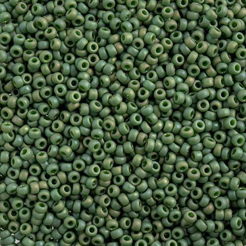 Miyuki Seed Beads - 11/0 - Frosted Glazed/Rainbow Green Emerald Matte AB -mb11-4