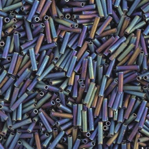 Miyuki Slender Bugles - 6mm - Matte Black AB
