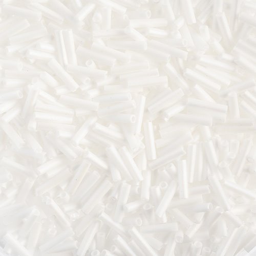 Miyuki Slender Bugles - 6mm - Matte Opaque White AB