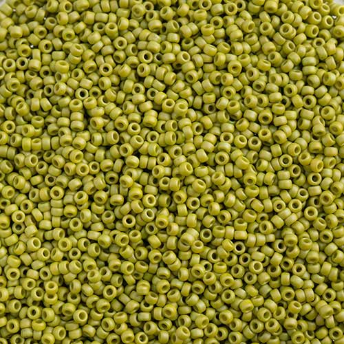 Miyuki Seed Beads - 15/0 - Frosted Glazed/Rainbow Green Lime Matte AB -mb15-4697