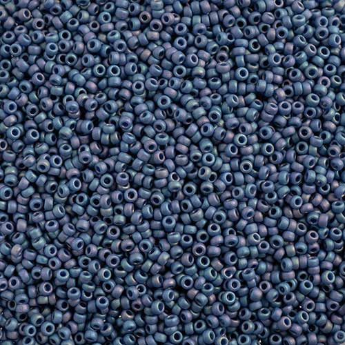 Miyuki Seed Beads - 15/0 - Frosted Glazed/Rainbow Navy Blue Matte AB -mb15-4703b