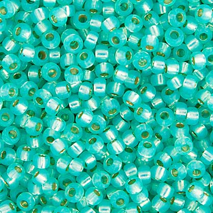 Miyuki Seed Beads - 6/0 - Silver Lined Aqua Green Opal Alabaster Dyed -mb6-0571b