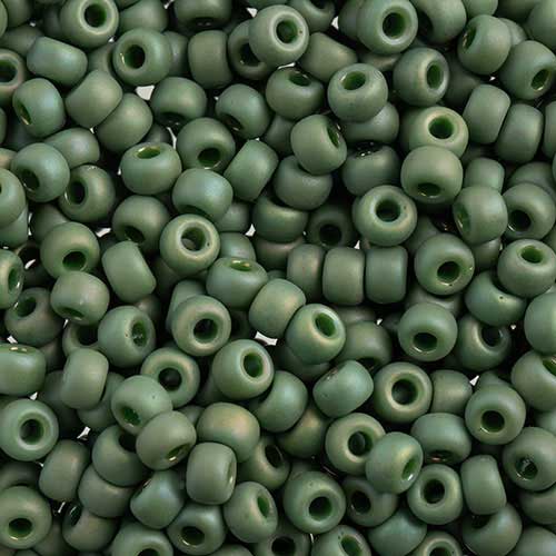 Miyuki Seed Beads - 6/0 - Frosted Glazed/Rainbow Green Emerald Matte AB -mb6-470