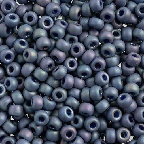 Miyuki Seed Beads 6/0 mb6-4703 - Frosted Glazed/Rainbow Navy Blue Matte AB