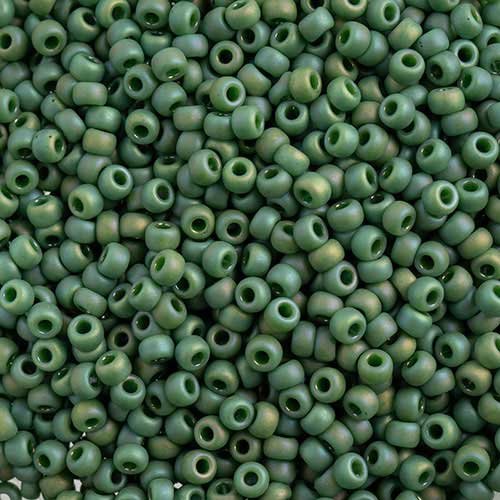 Miyuki Seed Beads - 8/0 - Frosted Glazed/Rainbow Green Pine Matte AB -mb8-4699b2