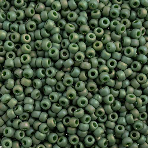 Miyuki Seed Beads - 8/0 - Frosted Glazed/Rainbow Green Emerald Matte AB -mb8-470