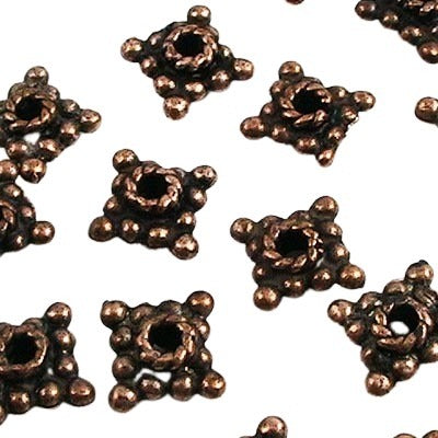 Metal Beads - 9mm - Square Spacers - Antiqued Copper (10)