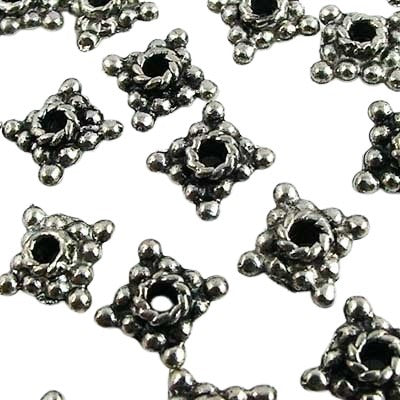 Metal Beads - 9mm - Square Spacers - Antique Pewter (10)