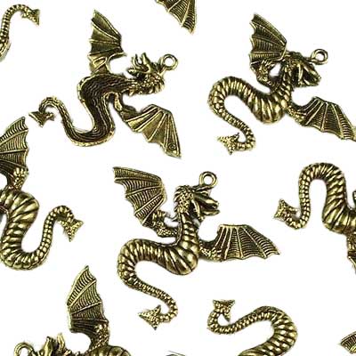 Wild Wyvern Dragon - Antiqued Gold each