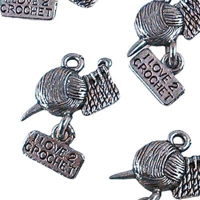 I Love 2 Crochet - Antique Pewter 