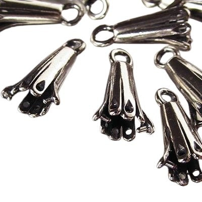 Bail - Prong Bell Cap - Antiqued Sterling