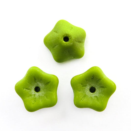 Glass Bead Starbell Flowers - Matte Key Lime (25)