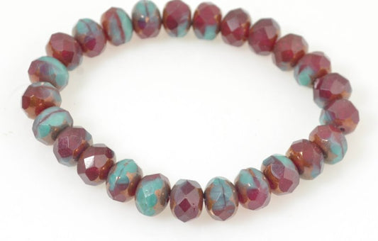 Fire Polish - 9x6mm - Faceted Donut - Turkish Adventure (strand 25)