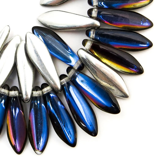 Fringe Beads Dagger Beads - 15mm - Volcano Argent (50)