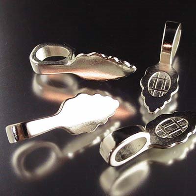 Glue On Bail - Large Leaf Shape Pad - Silverplated