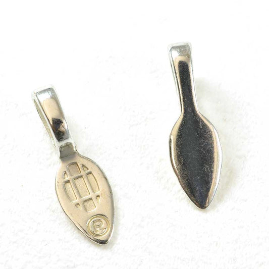 Glue On Bail - Large Leaf Shape Pad - Silverplated (25)