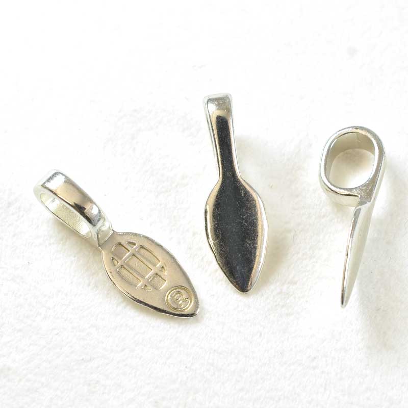 Glue On Bail - Large Leaf Shape Pad - Silverplated (25)