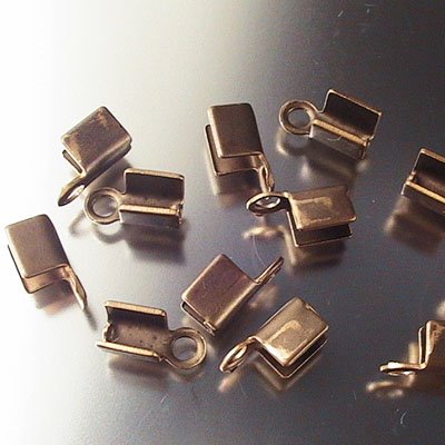 Fold Over Crimp Ends - ID 2mm  - Natural Brass