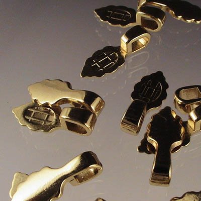 Glue On Bail - Small Leaf Shape Pad - Goldplated