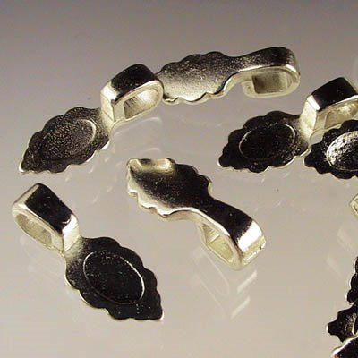 Glue On Bail - Small Leaf Shape Pad - Silverplated