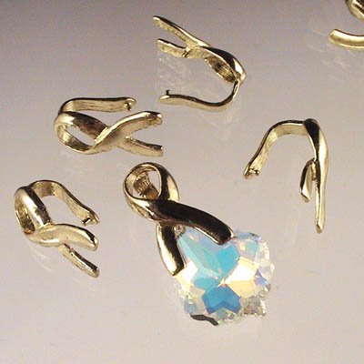 Pinch Bail -  Awareness Ribbon - Shiny Brass